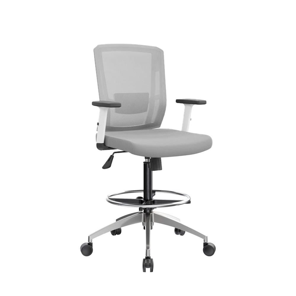 Silla Cajero Ergonómico Delphi II Gris Base Aluminio Aro Cromado Ofideas